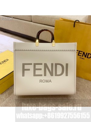 Fendi  Sunshine Shopper Tote Bag 40cm Calfskin Leather Fall/Winter Collection,  White